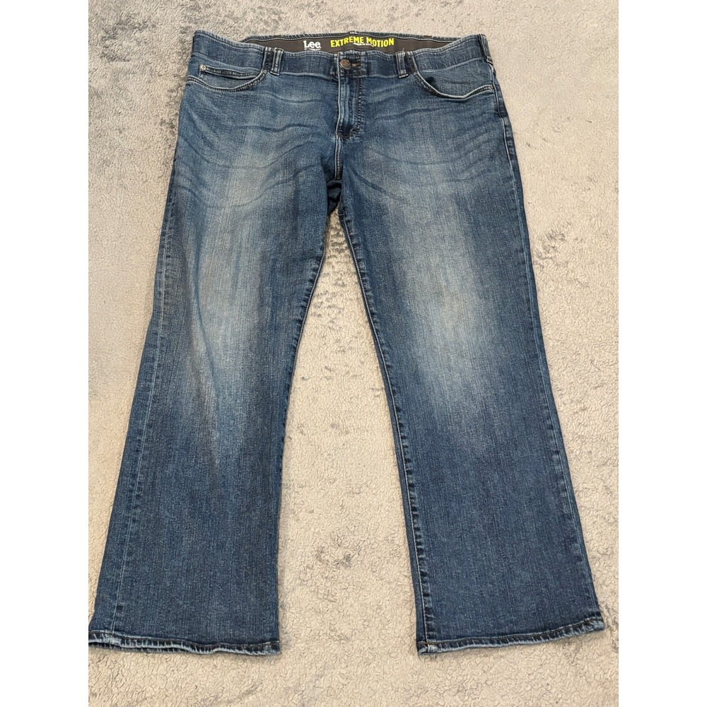 Lee Extreme Motion Mens Regular Fit Bootcut Jeans Blue 40x29 Medium Wash Denim